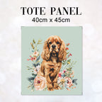 TOTE Floral Brown Cocker Spaniel 3 Fabric Bag Panel TP-532