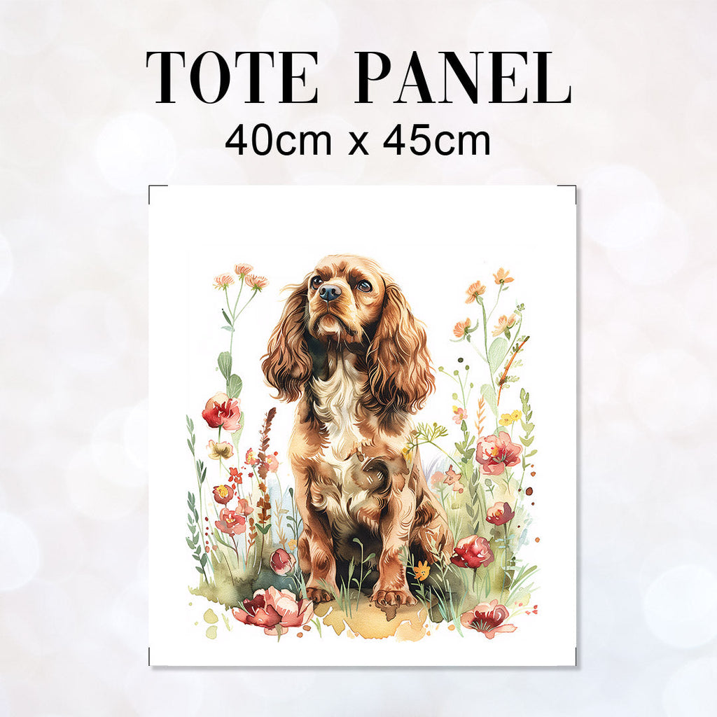 TOTE Floral Cocker Spaniel Fabric Bag Panel TP-533