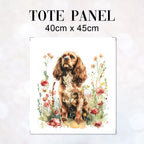 TOTE Floral Cocker Spaniel Fabric Bag Panel TP-533
