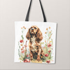 TOTE Floral Cocker Spaniel Fabric Bag Panel TP-533