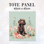 TOTE Floral Brown Cocker Spaniel Fabric Bag Panel TP-534