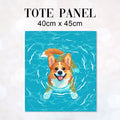 TOTE Swimming Corgi Dog Fabric Bag Panel TP-535