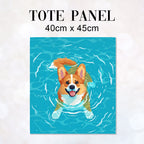 TOTE Swimming Corgi Dog Fabric Bag Panel TP-535