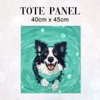 TOTE Swimming Border Collie Dog Fabric Bag Panel TP-537