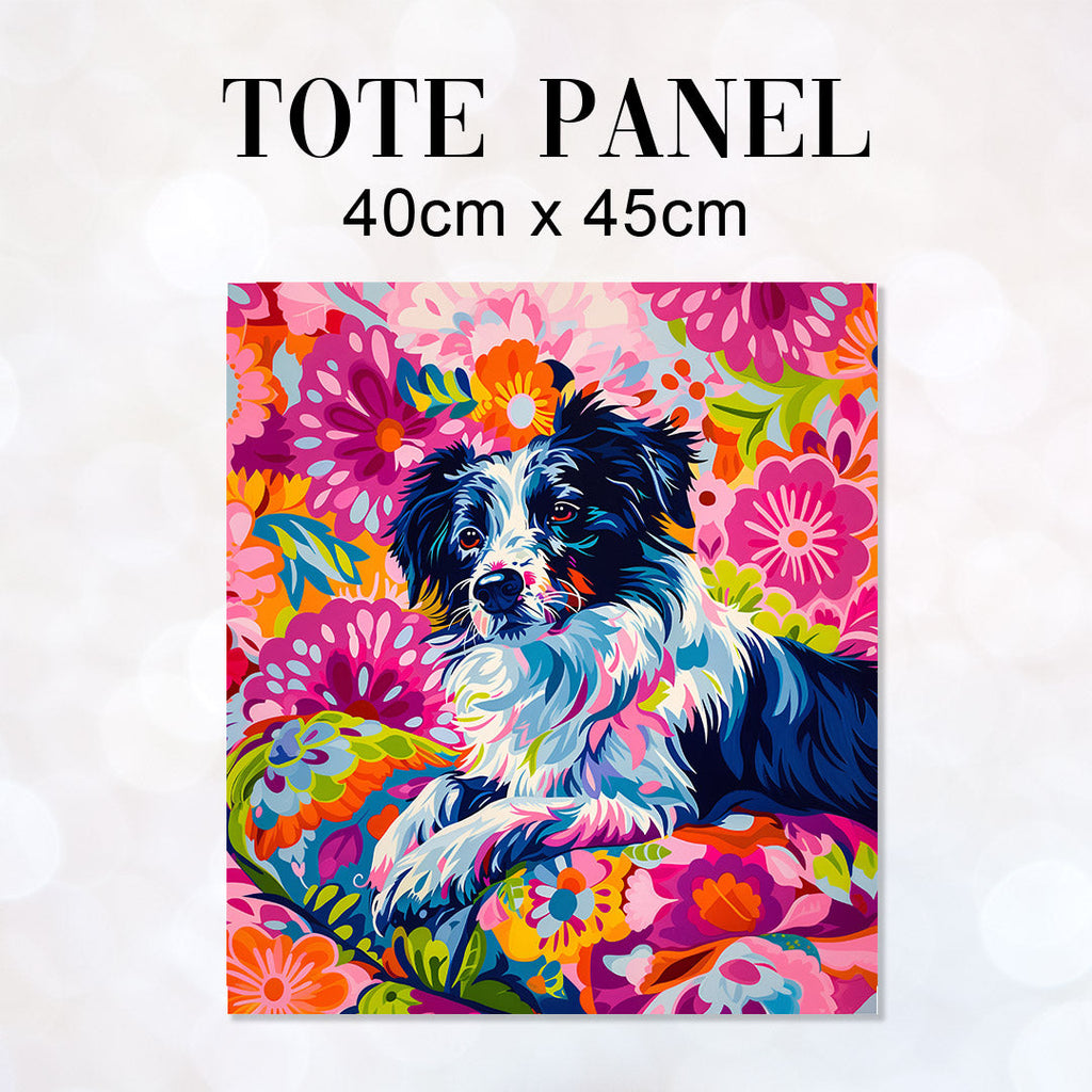 TOTE Colourful Border Collie Fabric Bag Panel TP-539