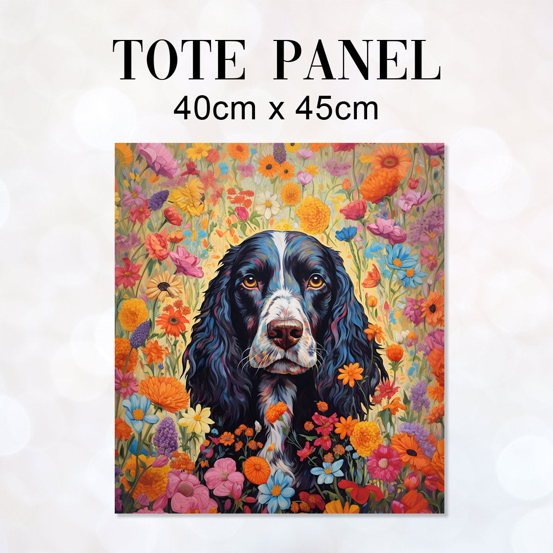 TOTE Black Springer Spaniel TP-54 Fabric Bag Panel