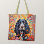 TOTE Black Springer Spaniel TP-54 Fabric Bag Panel