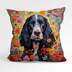 CUSHION Fabric Panel Black Springer Spaniel CP-54