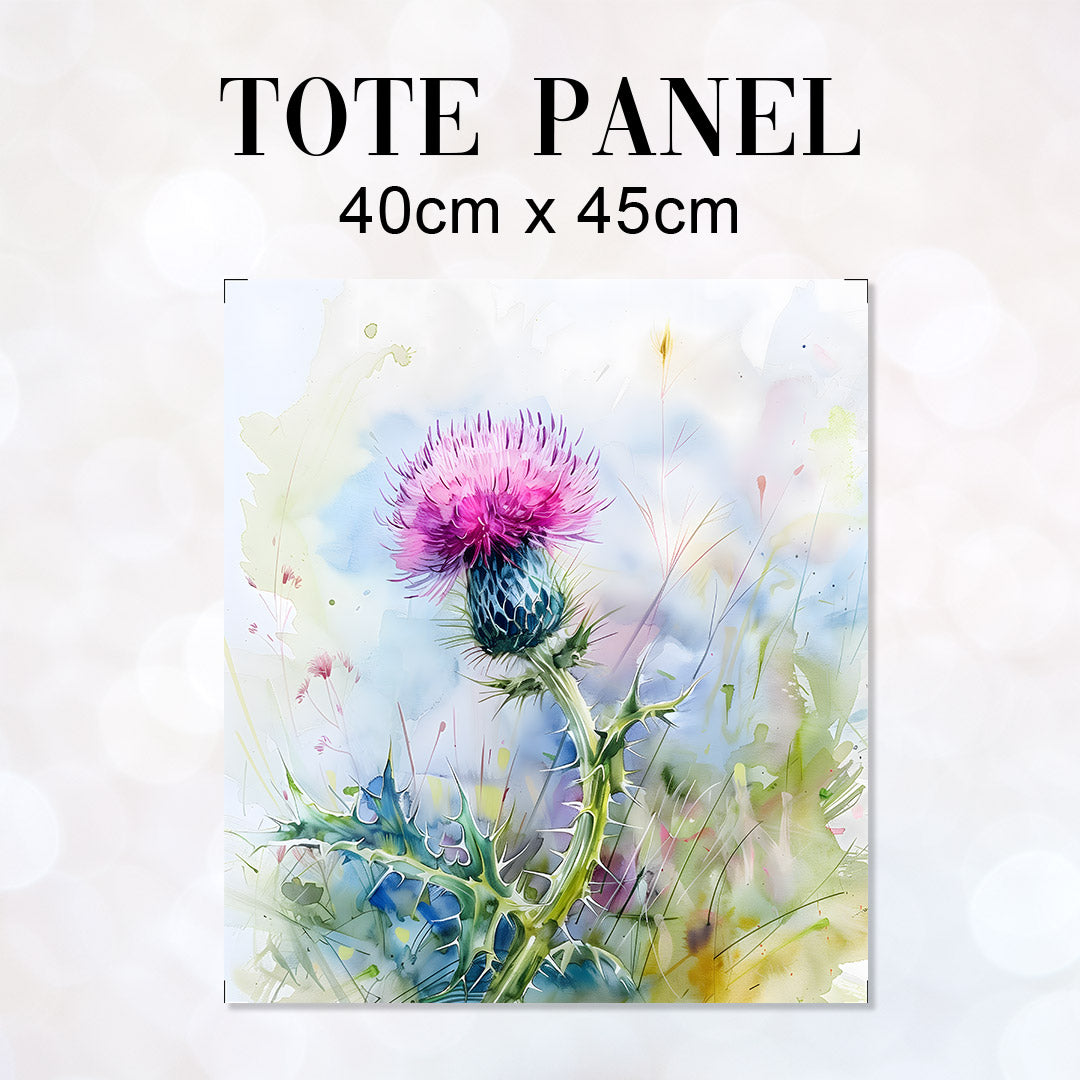 TOTE Watercolour Thistle 1 Fabric Bag Panel TP-549