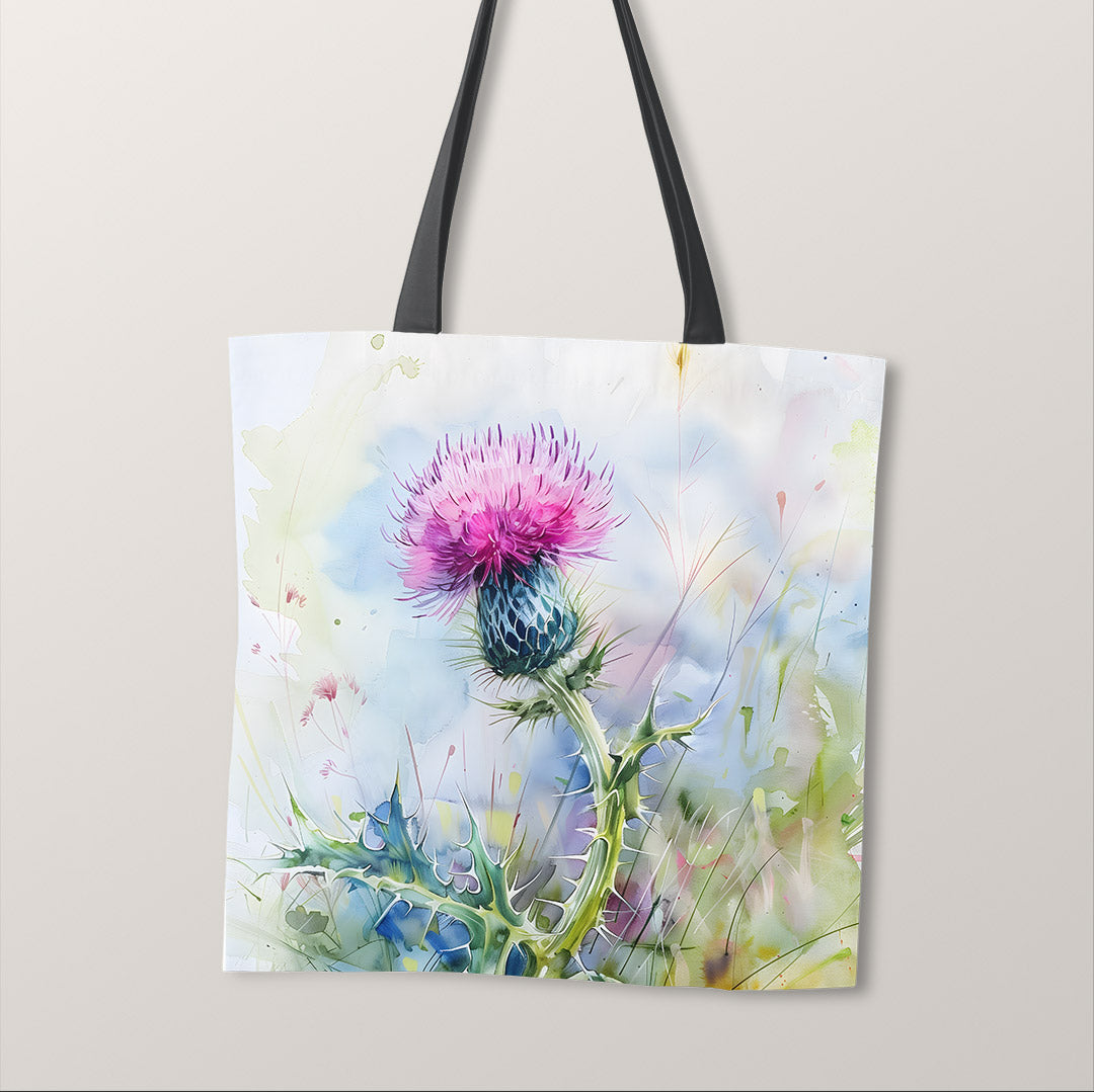 TOTE Watercolour Thistle 1 Fabric Bag Panel TP-549
