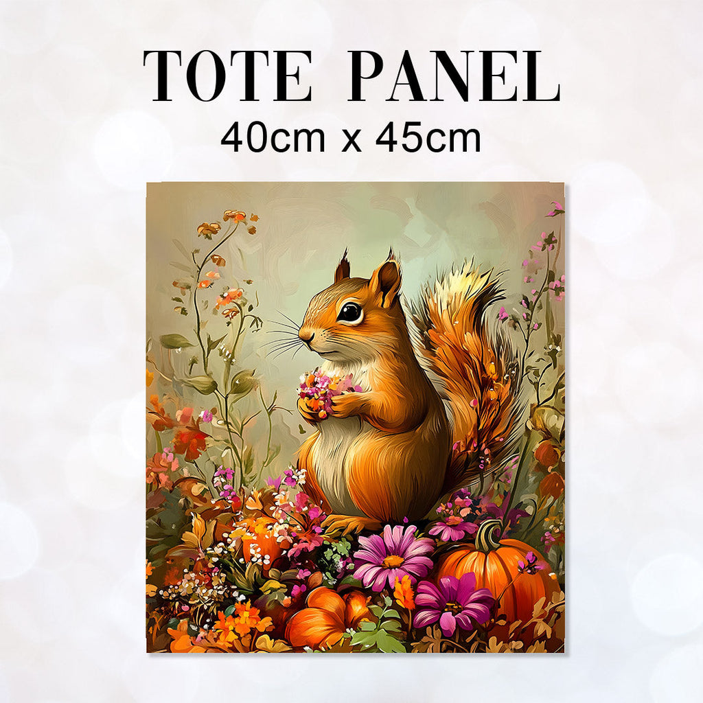 TOTE Autumn Squirrel Fabric Bag Panel TP-554