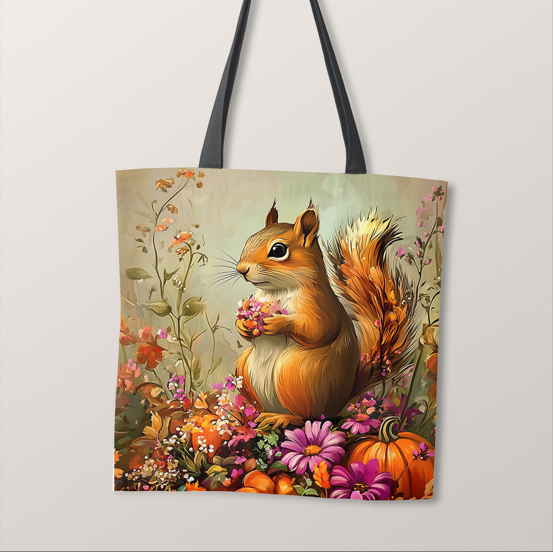 TOTE Autumn Squirrel Fabric Bag Panel TP-554