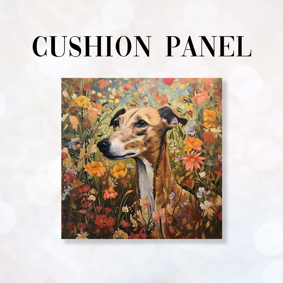 CUSHION Fabric Panel Autumn Floral Greyhound CP-56