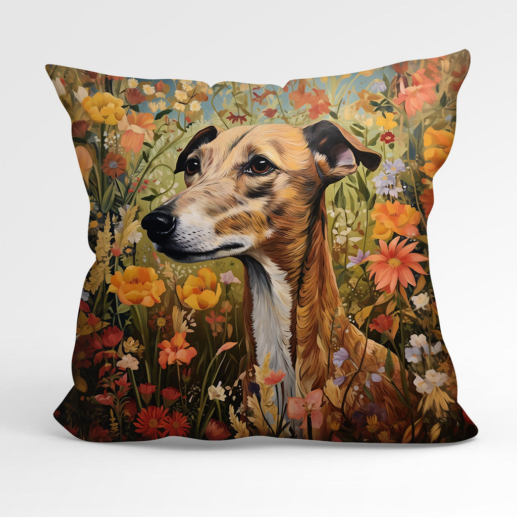 CUSHION Fabric Panel Autumn Floral Greyhound CP-56