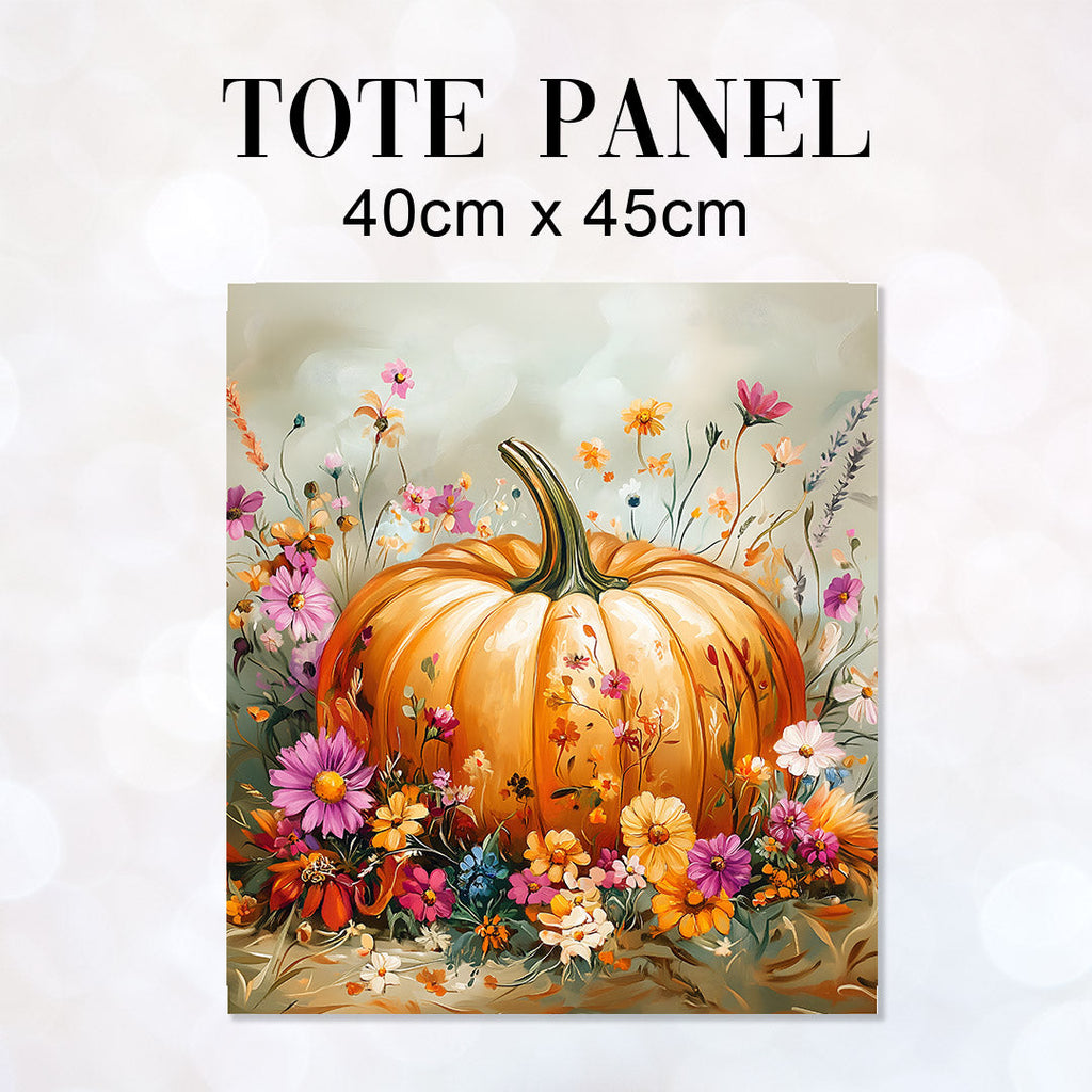 TOTE Autumn Floral Pumpkin Fabric Bag Panel TP-564