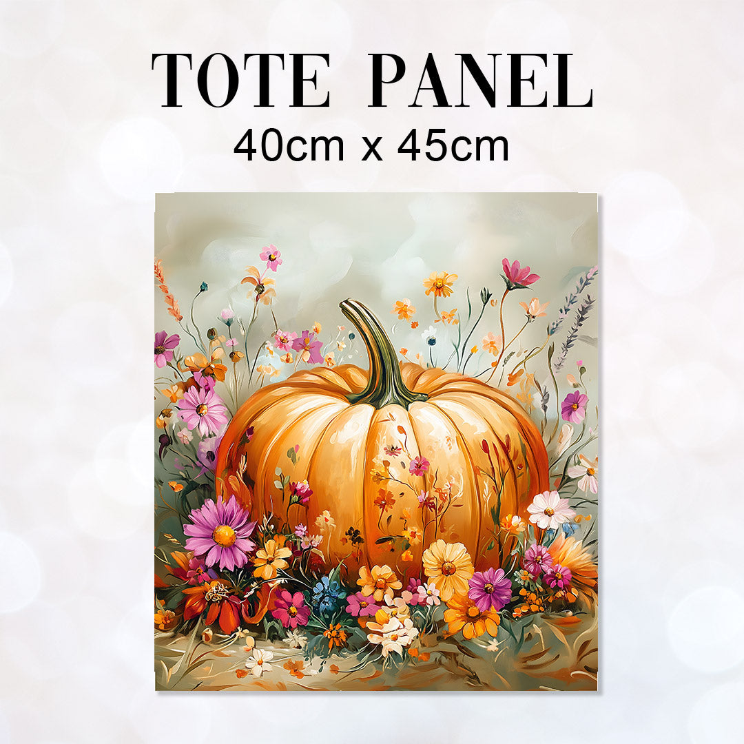 TOTE Autumn Floral Pumpkin Fabric Bag Panel TP-564