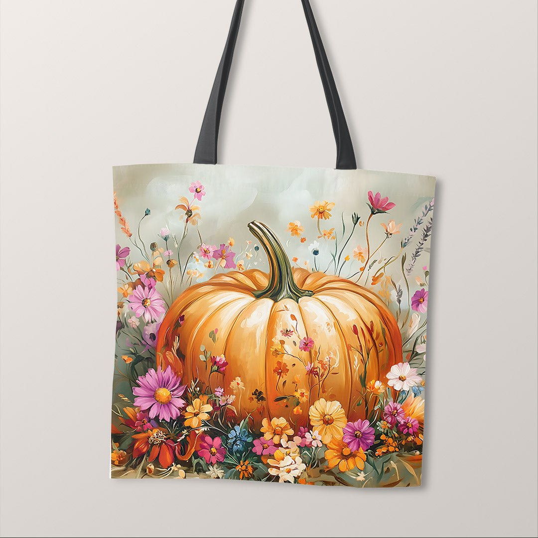 TOTE Autumn Floral Pumpkin Fabric Bag Panel TP-564