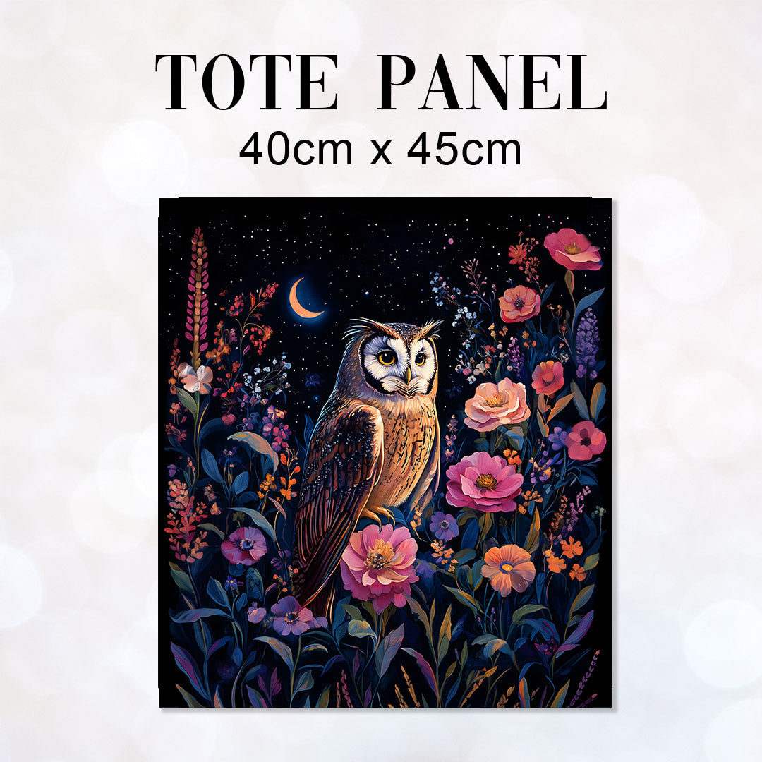 TOTE Floral Night Owl Fabric Bag Panel TP-572