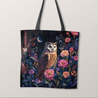 TOTE Floral Night Owl Fabric Bag Panel TP-572