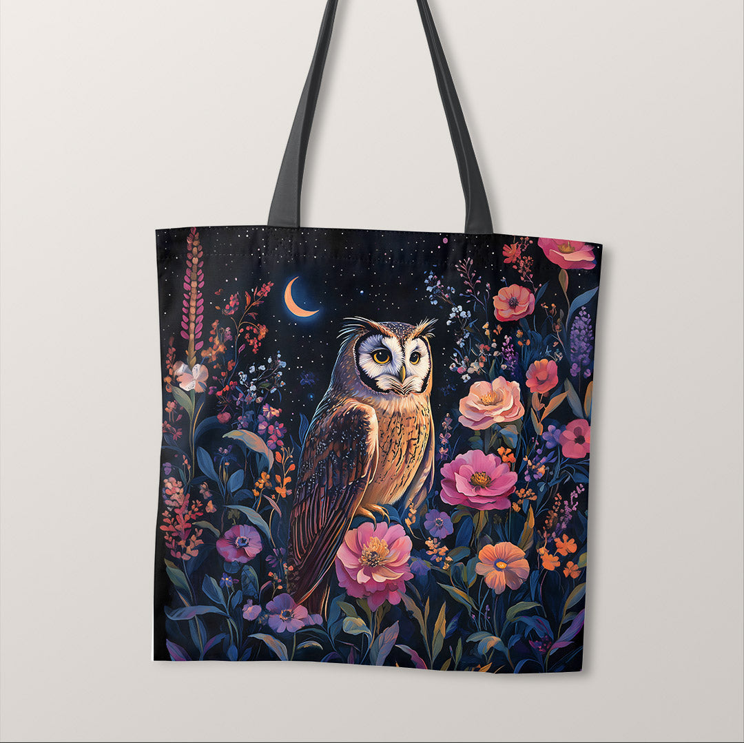 TOTE Floral Night Owl Fabric Bag Panel TP-572