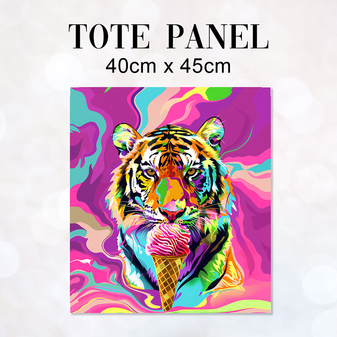 TOTE Funky Ice Cream Tiger Fabric Bag Panel TP-573