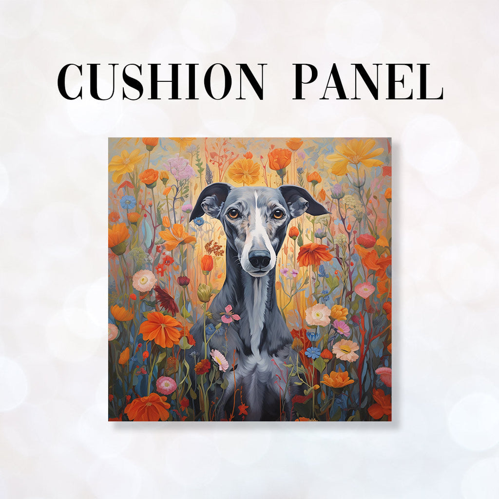 CUSHION Fabric Panel Autumn Floral Blue Greyhound CP-58