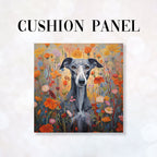 CUSHION Fabric Panel Autumn Floral Blue Greyhound CP-58
