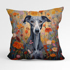 CUSHION Fabric Panel Autumn Floral Blue Greyhound CP-58