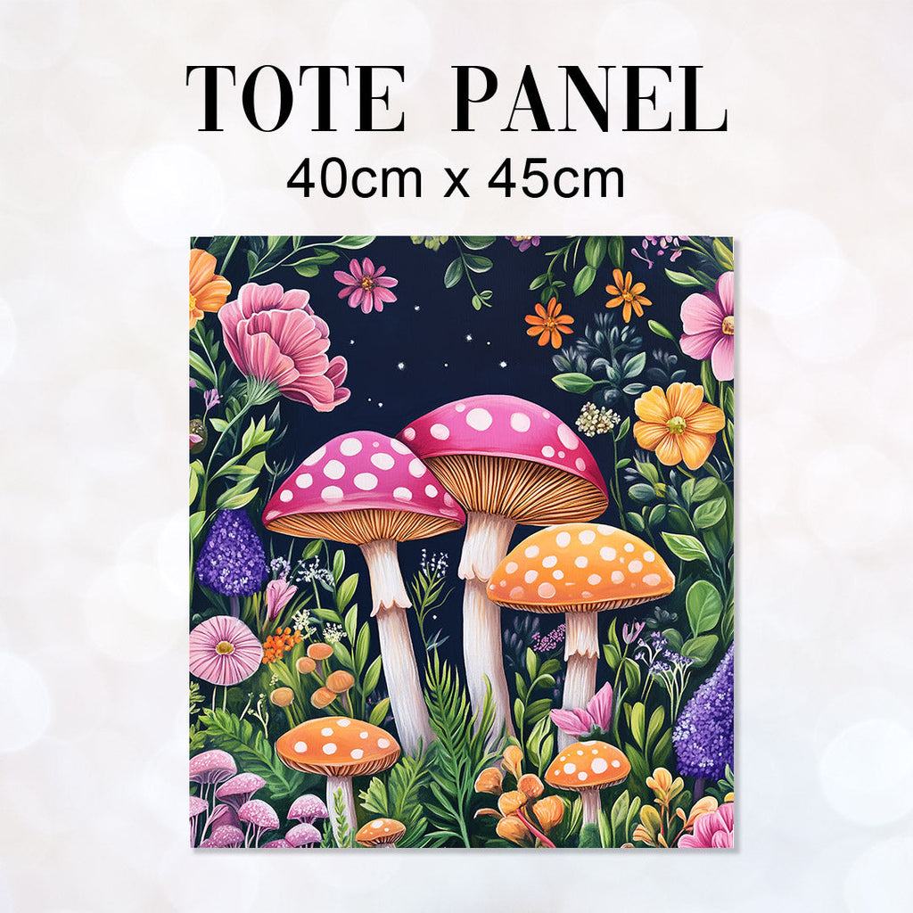 TOTE Floral Mushrooms Fabric Bag Panel TP-582