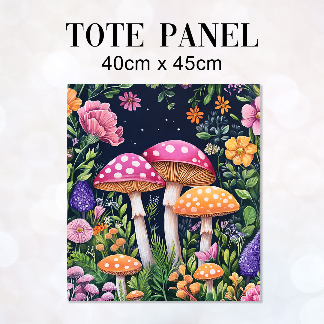 TOTE Floral Mushrooms Fabric Bag Panel TP-582