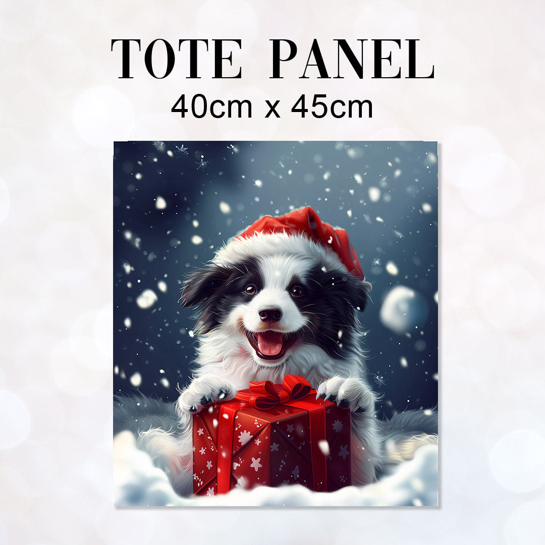TOTE Christmas Border Collie Dog Fabric Bag Panel TP-585