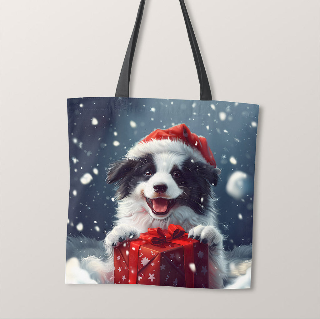 TOTE Christmas Border Collie Dog Fabric Bag Panel TP-585