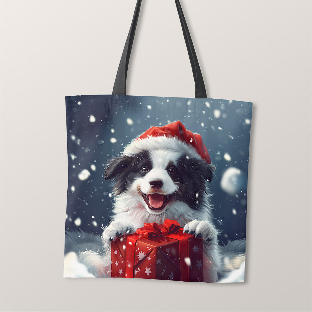 TOTE Christmas Border Collie Dog Fabric Bag Panel TP-585