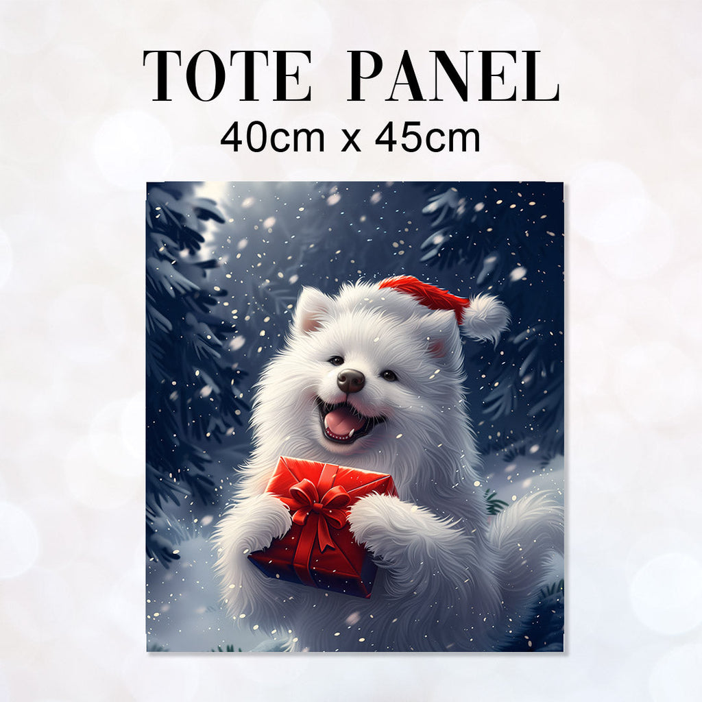TOTE Christmas Samoyed Dog Fabric Bag Panel TP-586