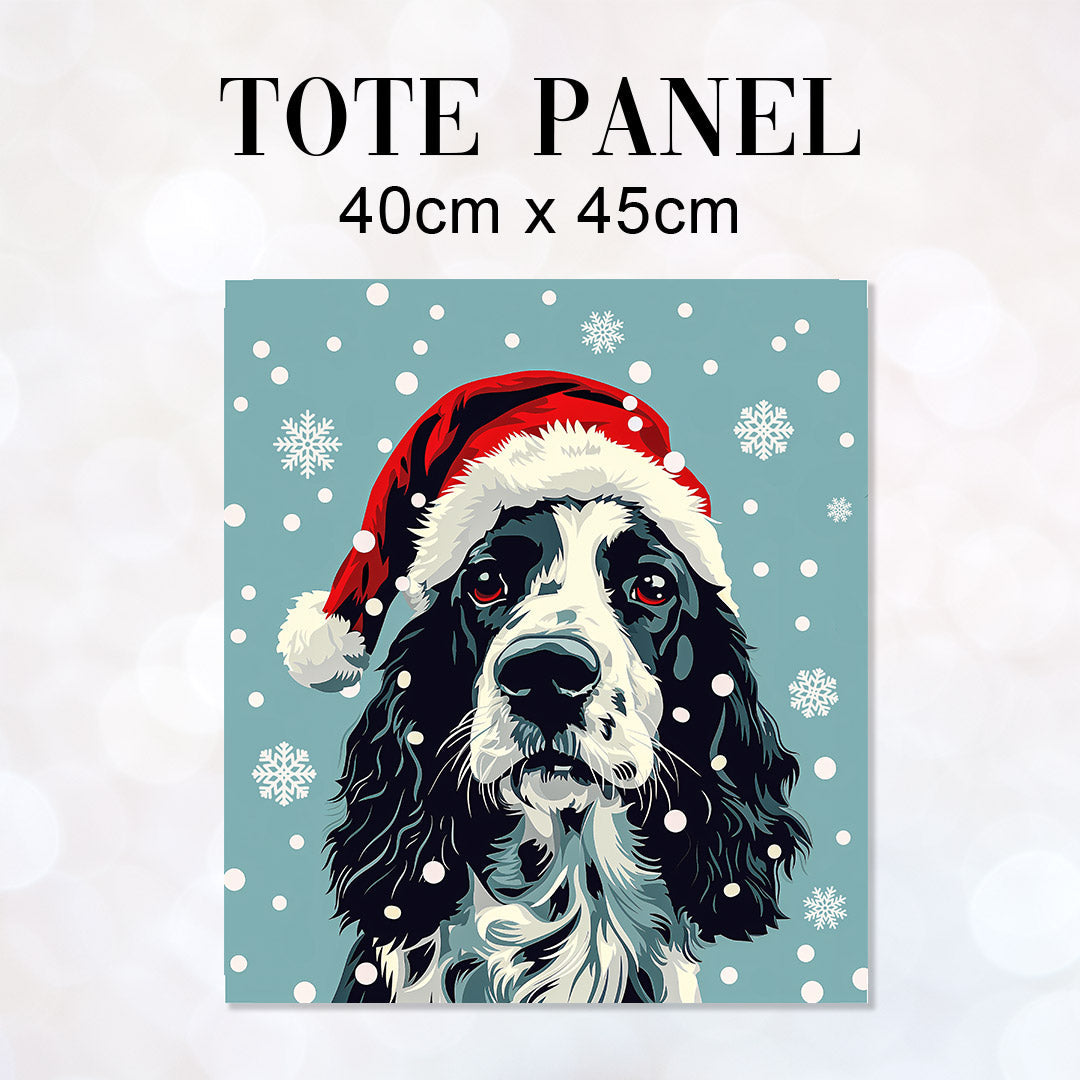 TOTE Christmas Spaniel Dog Fabric Bag Panel TP-589