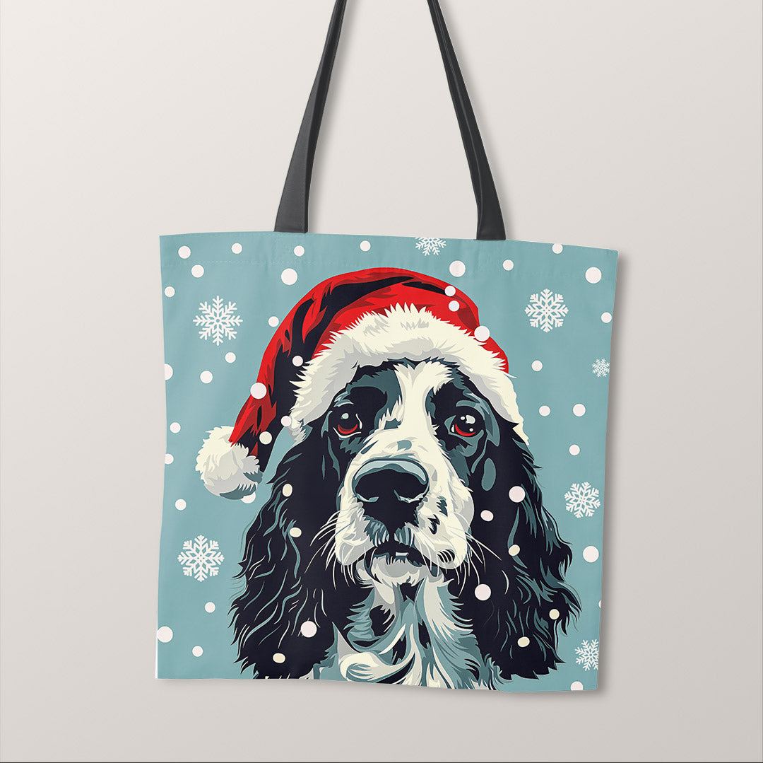 TOTE Christmas Spaniel Dog Fabric Bag Panel TP-589