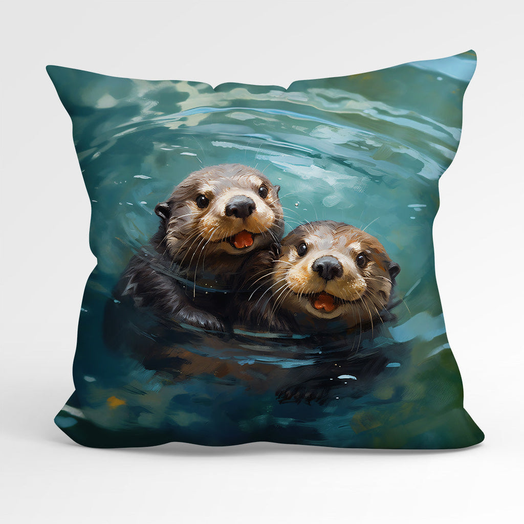 CUSHION Fabric Panel Adorable Otters CP-59