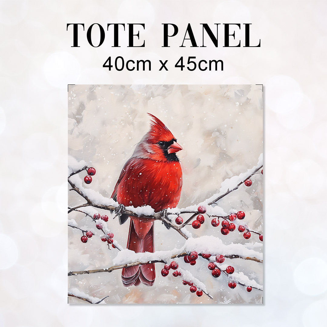 TOTE Red Cardinal Bird Fabric Bag Panel TP-594