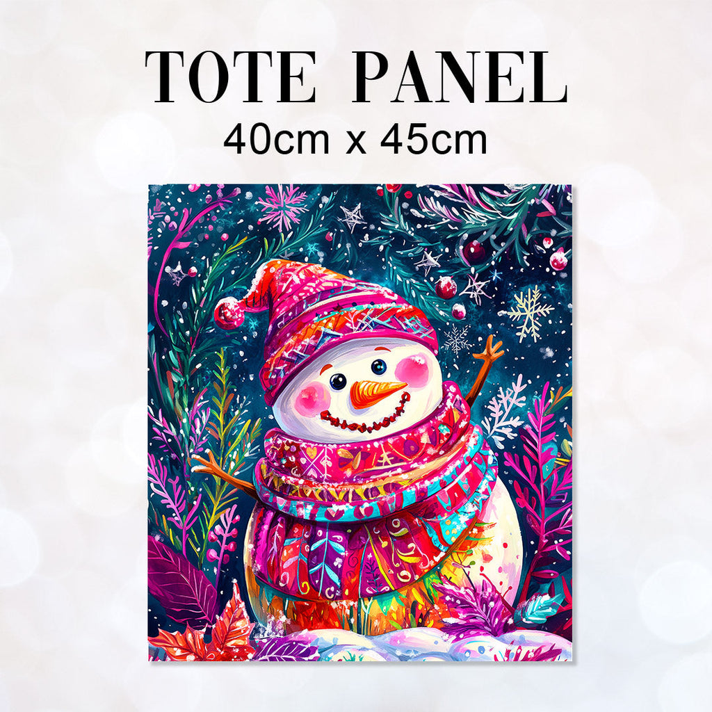 TOTE Jolly Snowman Fabric Bag Panel TP-598