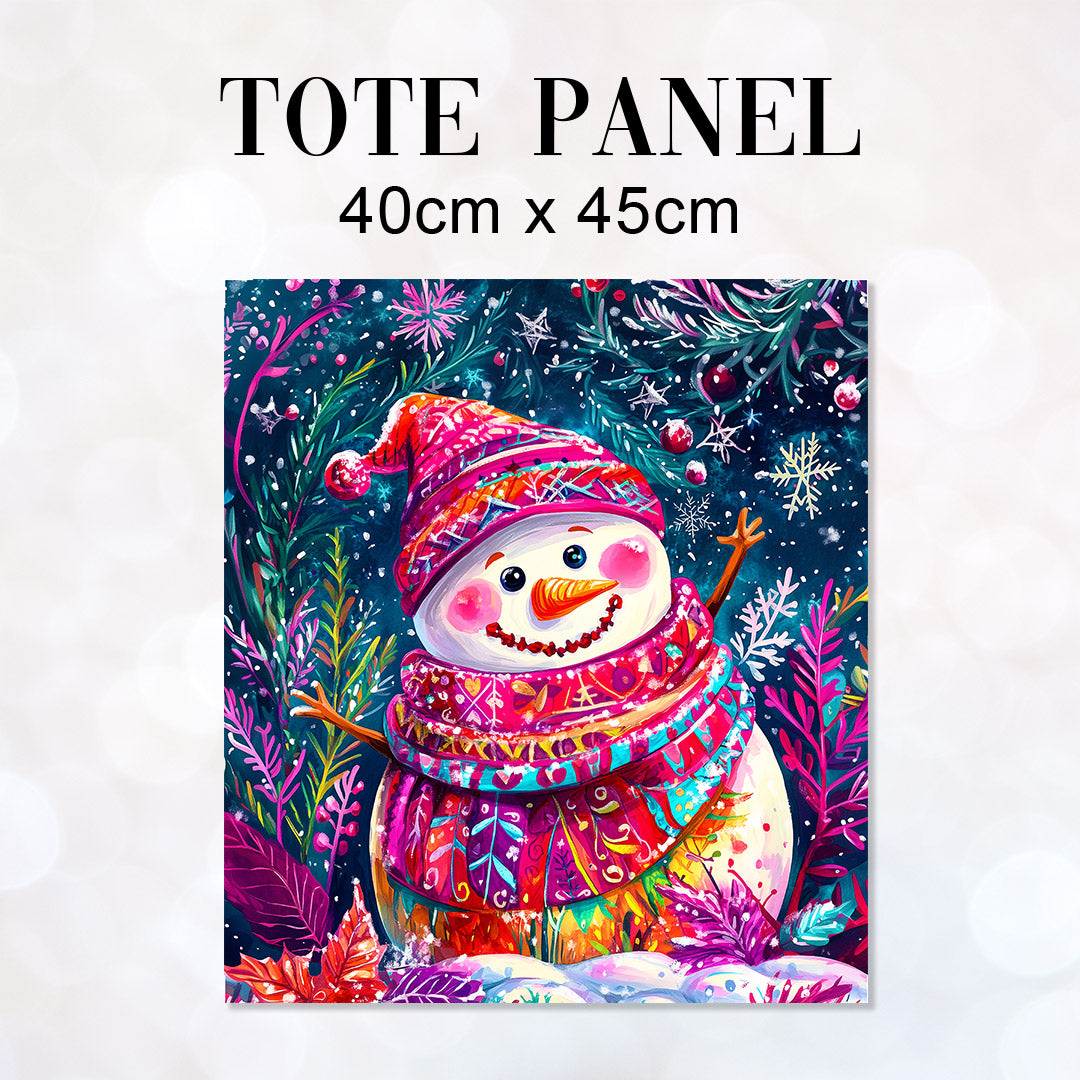 TOTE Jolly Snowman Fabric Bag Panel TP-598