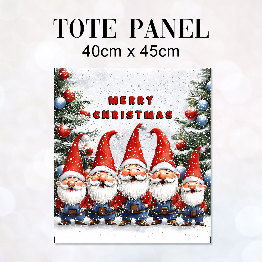 TOTE Singing Merry Gnomes Fabric Bag Panel TP-601