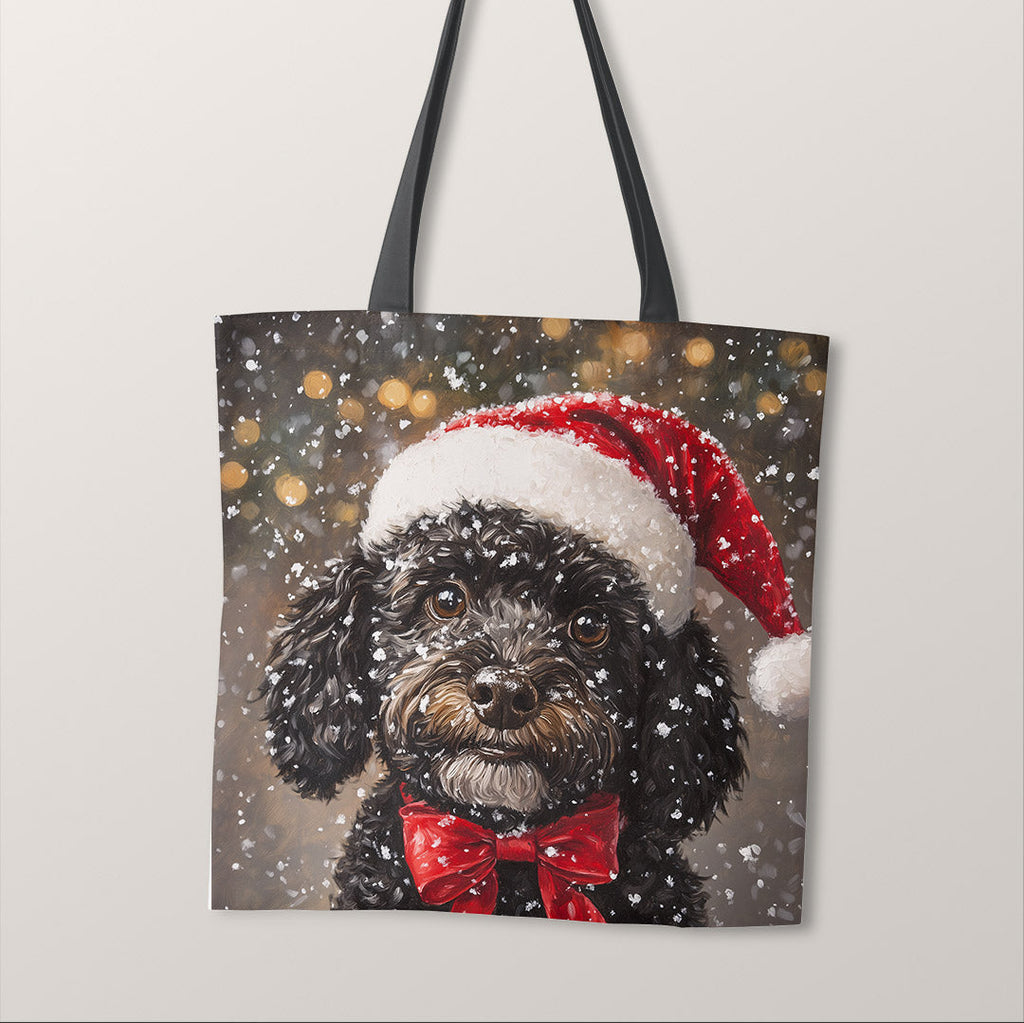 TOTE Winter Black Cockapoo Fabric Bag Panel TP-603