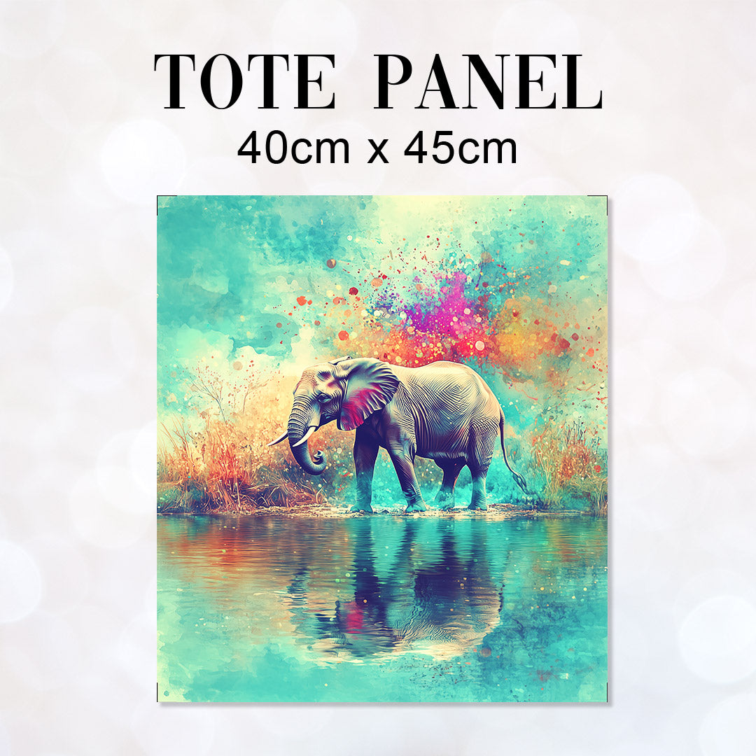 TOTE Watercolour Elephant Fabric Bag Panel TP-622