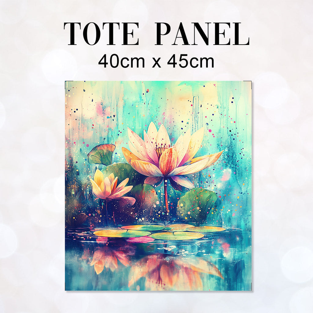 TOTE Water Lilly Trees Fabric Bag Panel TP-629