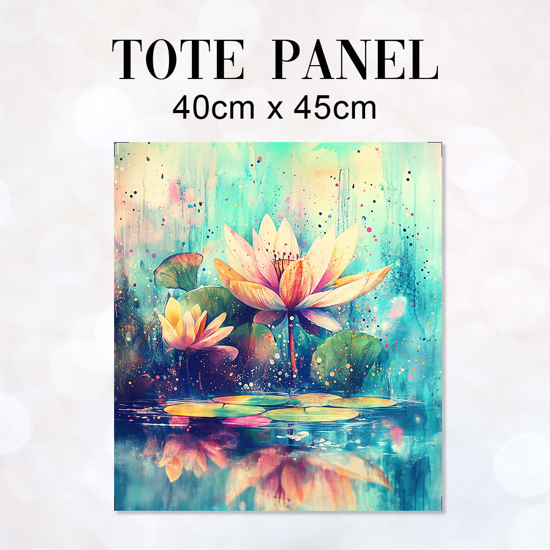 TOTE Water Lilly Trees Fabric Bag Panel TP-629