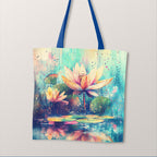 TOTE Water Lilly Trees Fabric Bag Panel TP-629
