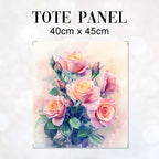 TOTE Watercolour Roses Bouquete Fabric Bag Panel TP-632