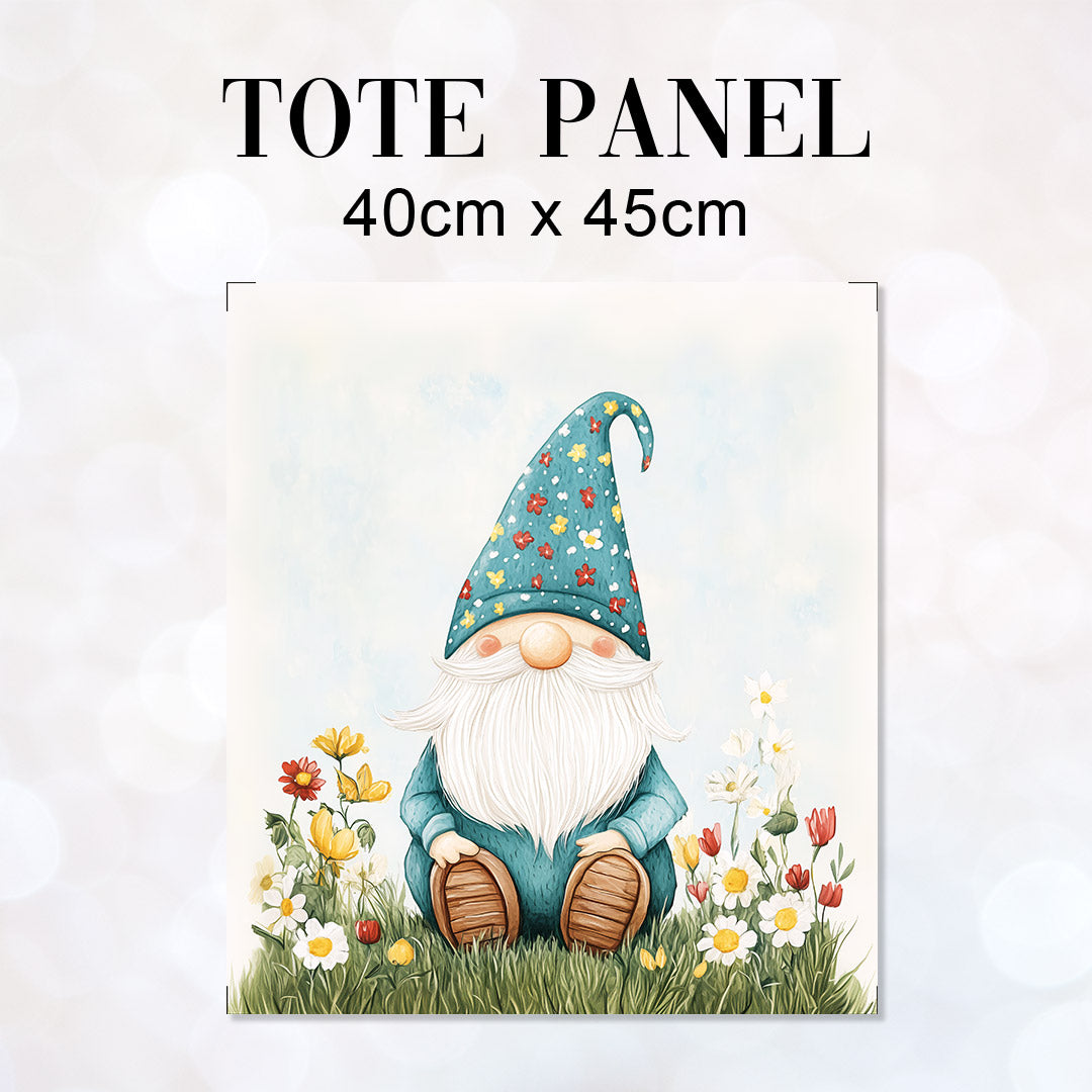 TOTE Floral Hat Gnome Fabric Bag Panel TP-650