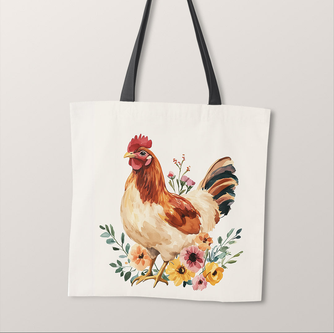 TOTE Floral Chicken Fabric Bag Panel TP-651