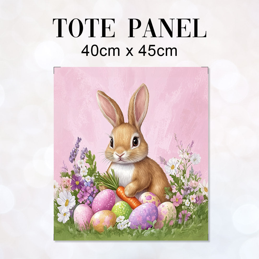 TOTE Easter Bunny Pink Fabric Bag Panel TP-658